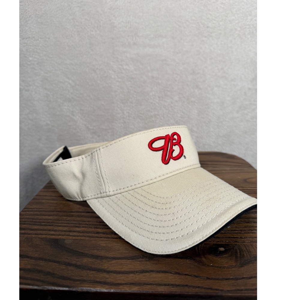 Budweiser The Game Cream Cotton Sun Visor Hat Embroidered B Logo Adjustable
